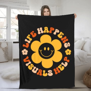 Discover Life Happens Visuals Help SPED Special Education Teacher Fleece Blankets