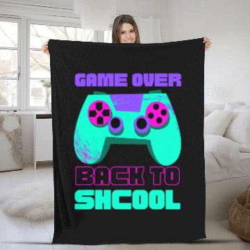 Discover Game over back to school for boys Teacher Student Controller Fleece Blankets
