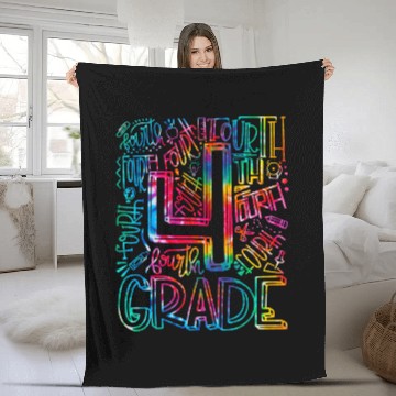 Discover Tie Dye 4th Grade Back To School Teacher Student Typography Fleece Blankets