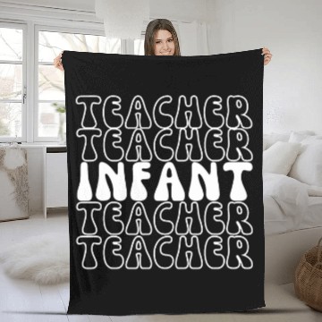 Discover Cute Infant Teacher Groovy Funny Job Title School Worker Zip Fleece Blankets