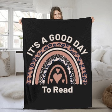 Discover its a good day to read book reading leopard print rainbow Baseball Tees Fleece Blankets