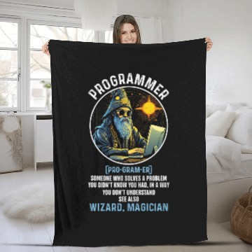 Discover Funny Programmer Definition Techy Software Developer Coding Fleece Blankets