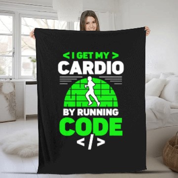 Discover I Get My Cardio By Running Code Programmer Coding Coder Zip Fleece Blankets