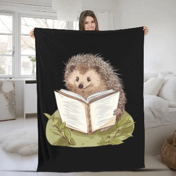 Discover Hedgehog Reading A Book Cute Cottagecore Aesthetic Fleece Blankets