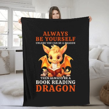 Discover Always Be Yourself For Nerds Book Reading Yellow Dragon Fleece Blankets
