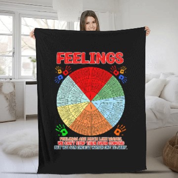 Discover school Counselor School Social Worker Feeling Wheel Fleece Blankets