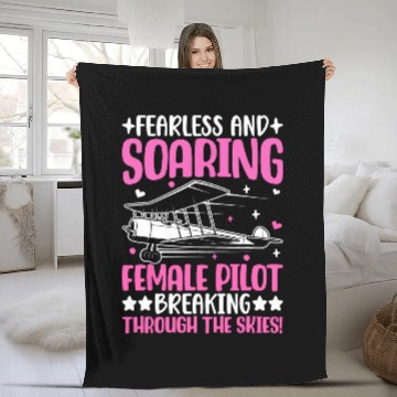 Discover Fearless and Soaring Female Pilot Airline Pilot Fleece Blankets