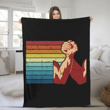 Discover Retro Exercise Hand Wrestling Techniques Arm Wrestling Fleece Blankets