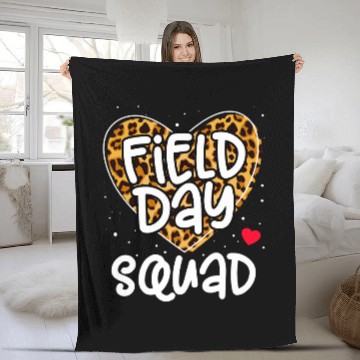 Discover Field Day Squad Fun Day Leopard Teacher PE Field Trip Zip Fleece Blankets