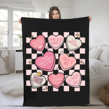 Discover Speech Language Pathologist Valentines Day Hearts Candy Fleece Blankets