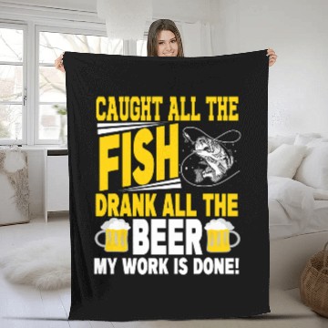 Discover Caught all fish drank all Beer Brewery Alcohol Brew Pub 2 Fleece Blankets