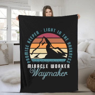 Discover Retro Mountain Religious Christian Miracle Worker Waymaker Fleece Blankets