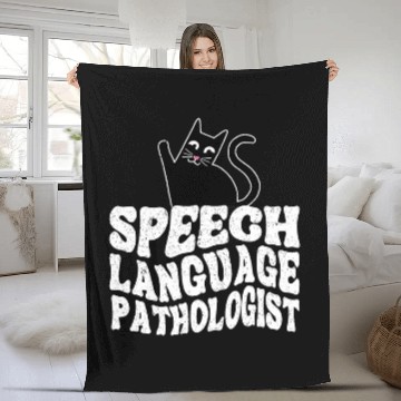 Discover Speech Language Pathologist SLP Cat Speech Therapy Fleece Blankets