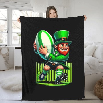 Discover Leprechauns Rugby St Patricks Day Fleece Blankets