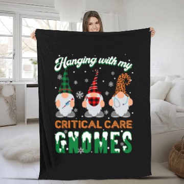 Discover Hanging With My Critical Care nurses Gnomes RN Christmas Baseball Tees Fleece Blankets