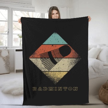 Discover Retro Shuttlecock 1960s 1970s Style Badminton Zip Fleece Blankets