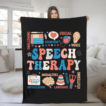 Discover Speech Language Pathologist USA Flag SLP Pathology 4th July Fleece Blankets