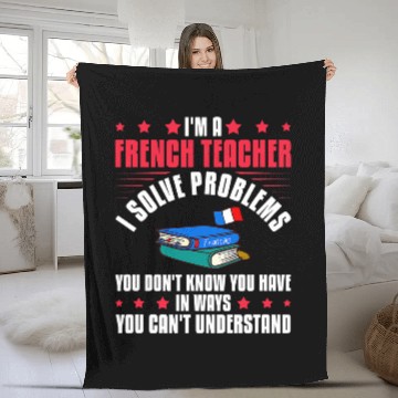 Discover French Teacher France Flag Language Lesson Student 3 Fleece Blankets