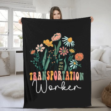 Discover Retro Groovy floral Transportation Worker Wildflower Tees Fleece Blankets