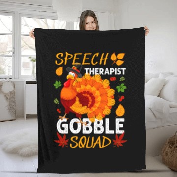Discover Speech Therapist Gobble Squad Turkey Thanksgiving Fall Fleece Blankets