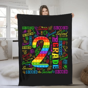 Discover Pop It 2nd Grade Typography Back To School Student Teacher Baseball Tees Fleece Blankets
