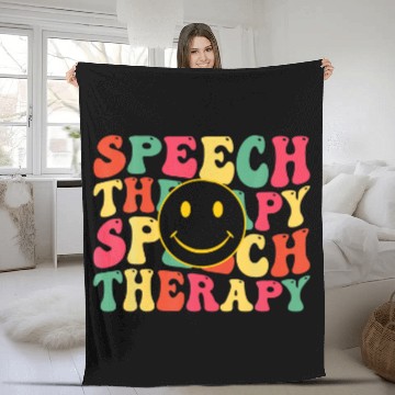 Discover Speech Therapy Speech Language Pathologist Therapist Groovy 3 Baseball Tees Fleece Blankets