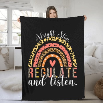 Discover School Counselor Teacher Alright Stop Regulate and Listen Zip Fleece Blankets