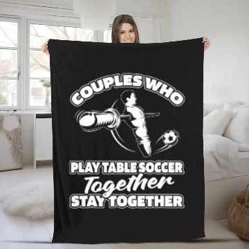 Discover Foosball Couple Kicker Table Soccer Fleece Blankets