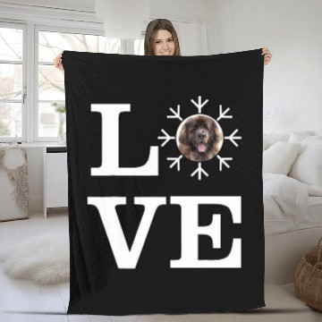 Discover Love Snowflake Dog Leonberger Fleece Blankets