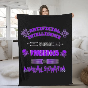 Discover Funny AI Artificial Intelligence Tech geek sarcastic purple Fleece Blankets
