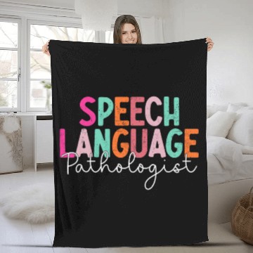 Discover Speech Therapy Retro Speech Language Pathologist Therapist 2 Fleece Blankets
