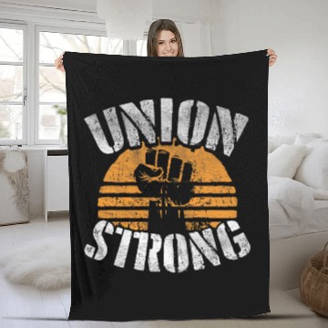 Discover Union Strong Labor Day Proud Union Worker Laborer Fleece Blankets