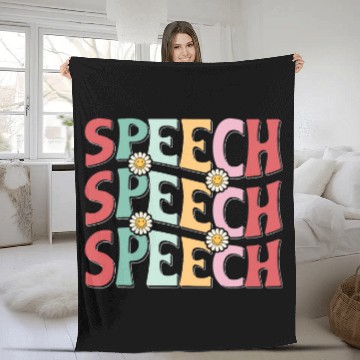Discover Speech Therapy Retro Speech Language Pathologist Therapist Zip Fleece Blankets