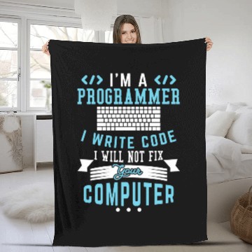 Discover Im A Programmer I Write Code Funny Computer Programmer Pun Fleece Blankets