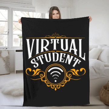 Discover Virtual Student Back to School Learning Remote Funny Fleece Blankets