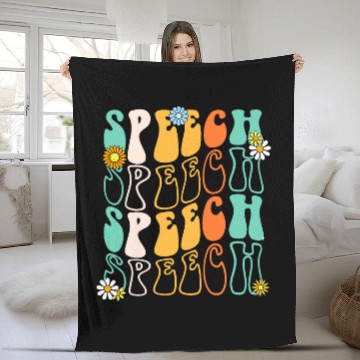 Discover Speech Therapy Retro Speech Language Pathologist Therapist 6 Fleece Blankets