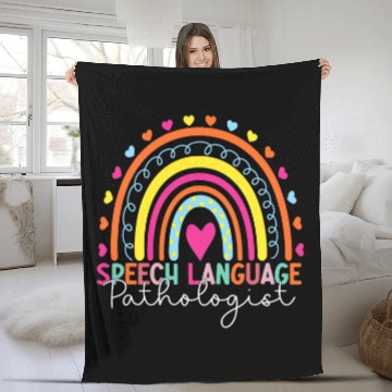 Discover Speech Therapy Rainbow Speech Language Pathologist Therapist Fleece Blankets