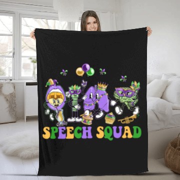 Discover Speech Therapy Speech Therapist Appreciation Mardi Gras Fleece Blankets
