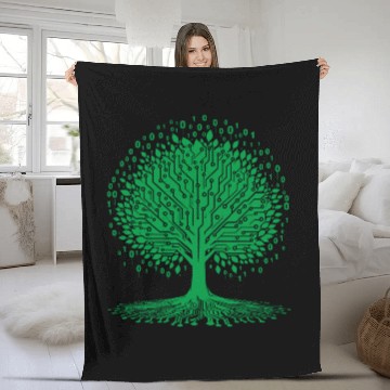 Discover Tree Binary Graphic Coding Computer Geek Programmer Fleece Blankets