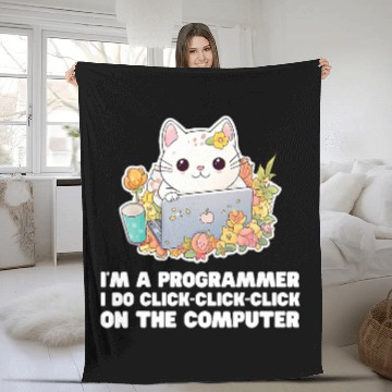 Discover Im A Programmer I Do ClickClickClick On The Computer 1 Fleece Blankets