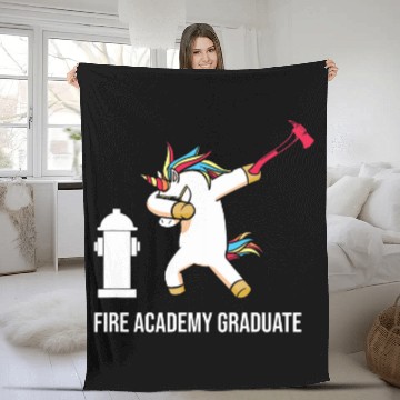 Discover Academy Student Unicorns Fireman Graduation Fleece Blankets