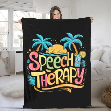Discover Speech Therapy SLP Beach Vacation Spring Summer Therapist Fleece Blankets