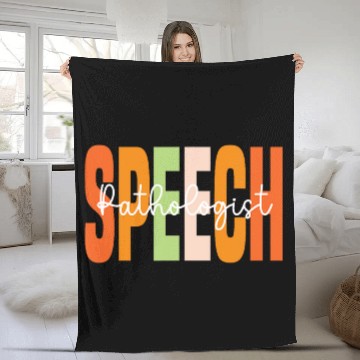 Discover Speech Pathologist Speech Therapy SLP Retro Groovy Fleece Blankets