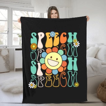 Discover Speech Therapy Retro Speech Language Pathologist Therapist 4 Fleece Blankets