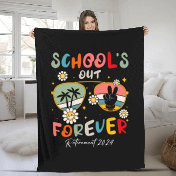 Discover Schools Out Forever Cute Groovy Retired Teacher Admin Squad Fleece Blankets