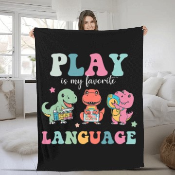 Discover Speech Therapy Speech Language Pathologist SLP Dinosaur Zip Fleece Blankets