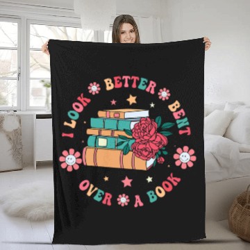 Discover I Look Better Bent Over A Book Retro Groovy Reading Books Fleece Blankets