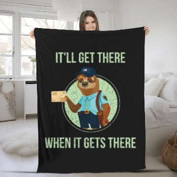 Discover Postal Worker Funny Sloth Mailman Mail Delivery Parcel Fleece Blankets