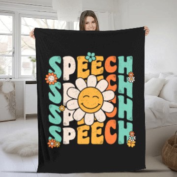 Discover Speech Therapy Retro Speech Language Pathologist Therapist 5 Fleece Blankets