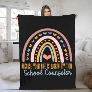 Discover School Counselor Appreciation Rainbow Teacher Counseling Fleece Blankets